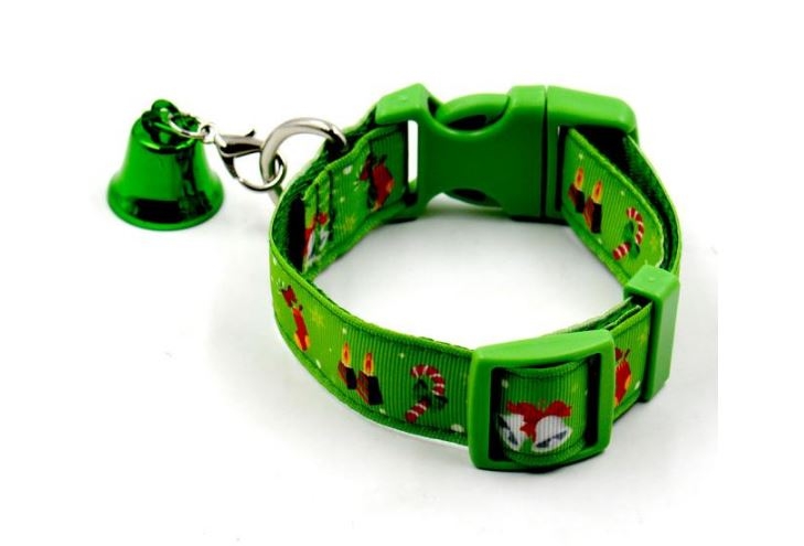 Halsband kerst met bel groen - Amor Perros donatiewinkel liefde voor honden